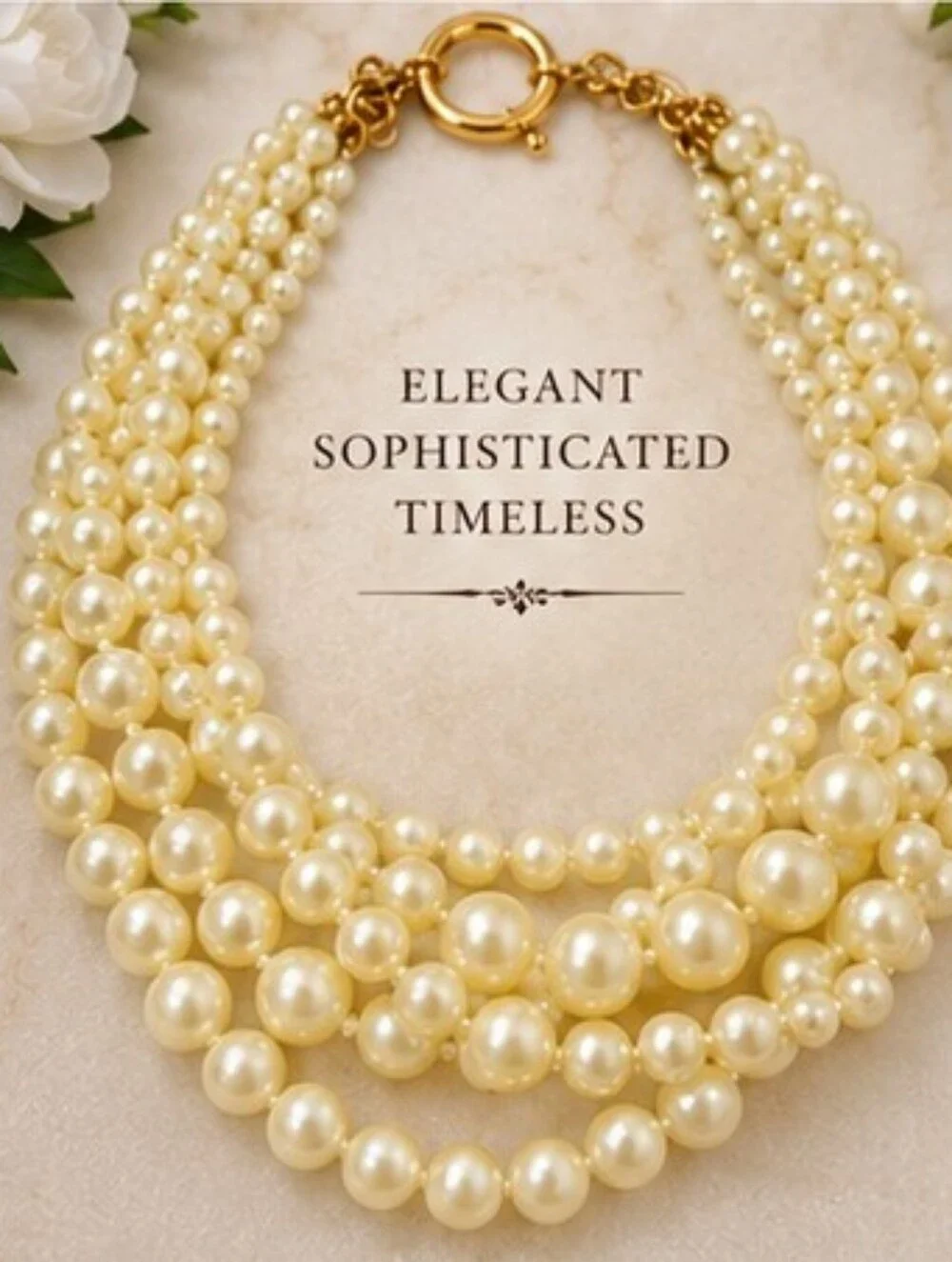 J.Crew Multi Strand Graduated Faux Pearl Statement Necklace Gold Tone
